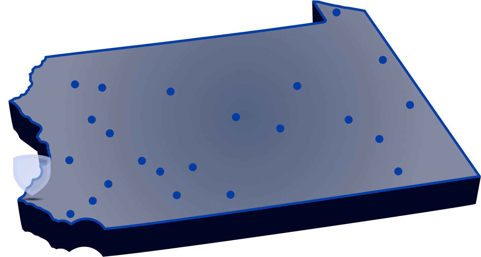 Locations of Penn State’s campuses throughout 宾西法尼亚 with 宾州州立大学阿宾顿分校 highlighted.